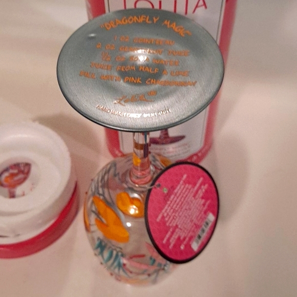 NWT in Box Lolita "Dragonfly Magic" Hand-Painted Love My Wine Glass 15 oz - Picture 7 of 12